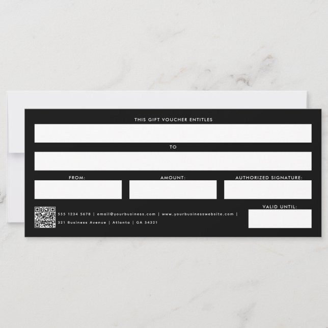 Business Logo Gift Certificate Voucher Black (Front)