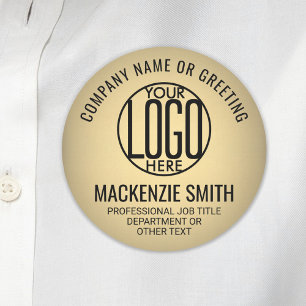 Business Logo Gold Color Printed Plastic Employee Name Tag
