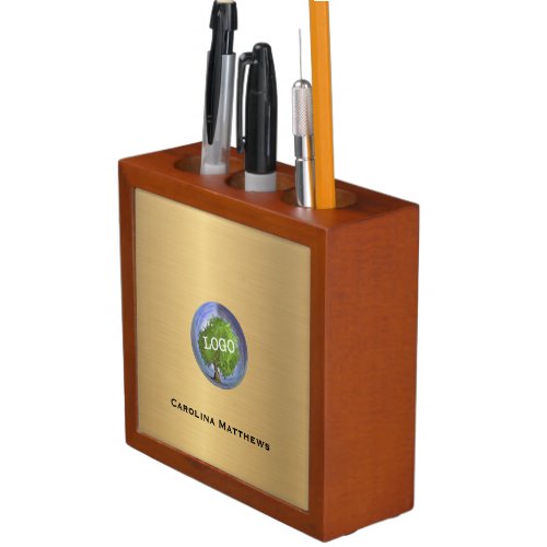 Business Logo Gold Desk Organizer