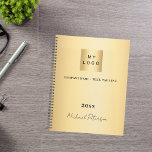 Business logo gold elegant name script 2025 planner<br><div class="desc">A stylish,  classic faux gold looking background.  Personalize and add your business,  company logo,  a text,  year and personal name.  Black letters.  If you want it without text,  use your back-space key to delete.</div>