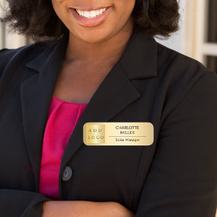 Business logo gold employee magnetic name tag