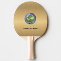 Business Logo Gold Ping Pong Paddle