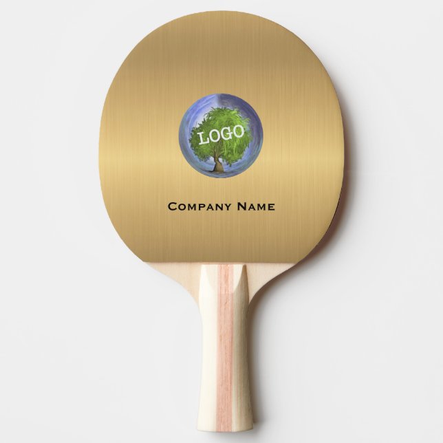 Business Logo Gold Ping Pong Paddle (Front)