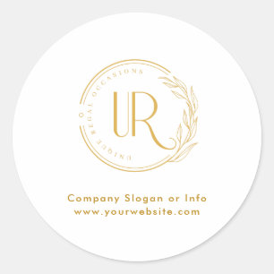 Business Logo Gold Script Modern Professional Classic Round Sticker