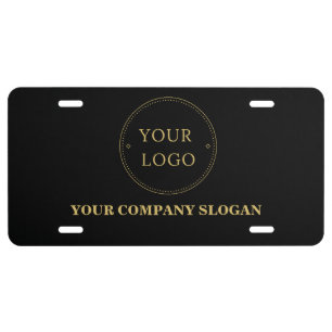 Business Logo Gold Script Slogan Professional  License Plate