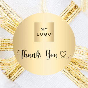 Business logo gold thank you classic round sticker