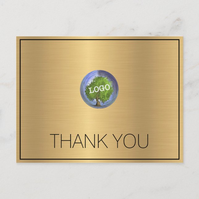 Business Logo Gold Thank You Postcard (Front)
