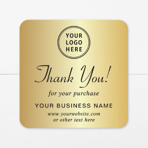 Business Logo Gold Thank You Square Sticker