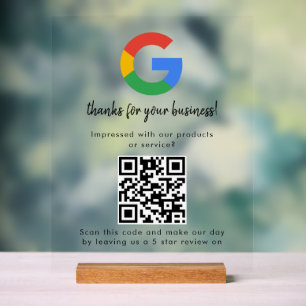 Business Logo Google Reviews website scan Acrylic Sign