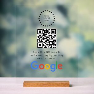 Business Logo Google Reviews website scan Acrylic Sign