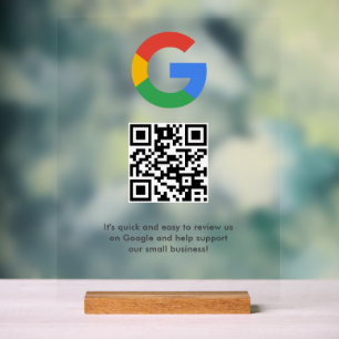 Business Logo Google Reviews website scan Acrylic Sign