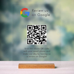 Business Logo Google Reviews website scan Acrylic Sign