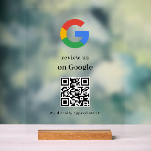Business Logo Google Reviews website scan Acrylic Sign