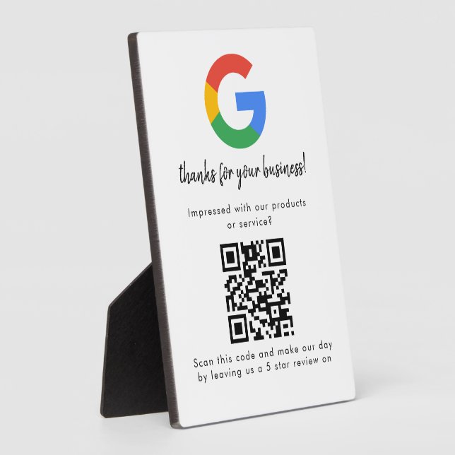 Business Logo Google Reviews website scan  Plaque (Side)