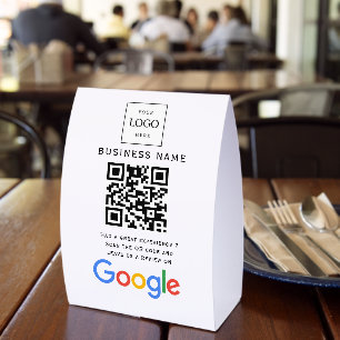 Business Logo Google Reviews website scan Print Paper Table Tent