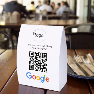 Business Logo Google Reviews website scan Print Paper Table Tent