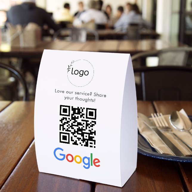 Business Logo Google Reviews website scan Print  Paper Table Tent (Insitu(Restaurant))