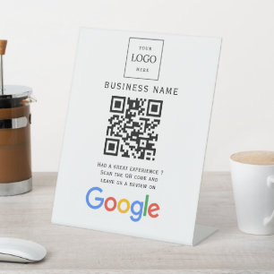 Business Logo Google Reviews website scan Print  Pedestal Sign