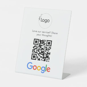 Business Logo Google Reviews website scan Print Pedestal Sign