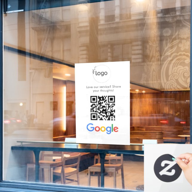 Business Logo Google Reviews website scan  Window Cling (Cafe Window)