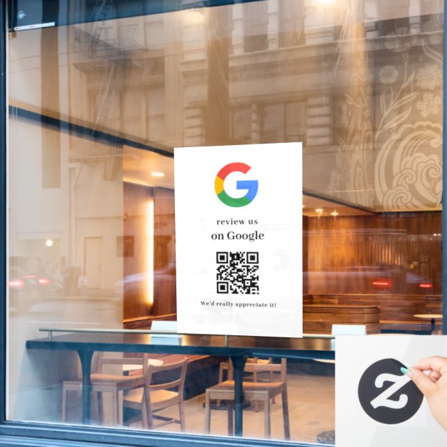 Business Logo Google Reviews website scan  Window Cling (Cafe Window)