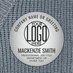 Business Logo Gray Color Printed Plastic Employee Name Tag