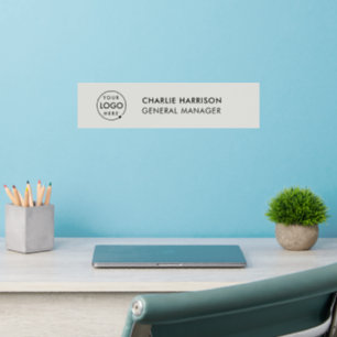 Business Logo   Gray Employee Staff Nameplate Wall Decal