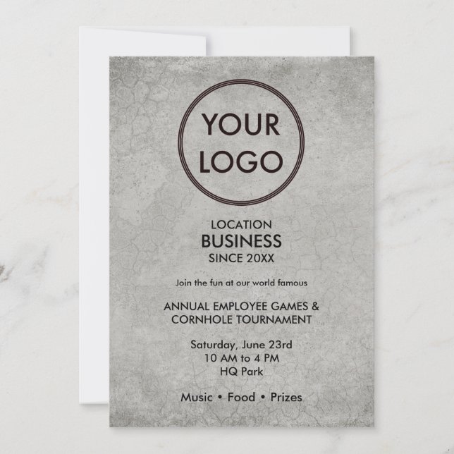 Business Logo Gray Grunge Annual Employee Event Invitation (Front)