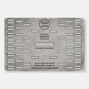 Business Logo Gray Grunge Cornhole Score Board