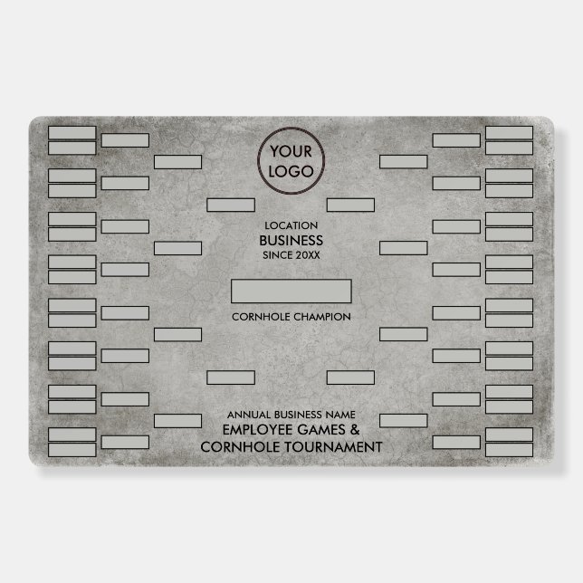 Business Logo Gray Grunge Cornhole Score Board (Front)