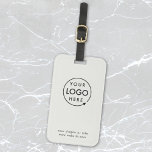 Business Logo | Gray Modern Professional Travel Luggage Tag<br><div class="desc">A simple custom gray business luggage tag template in a modern minimalist style which can be easily updated with your company logo,  slogan and business details. #luggagetag #logo #business #travel</div>