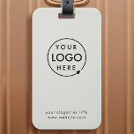 Business Logo | Gray Modern Professional Travel Luggage Tag<br><div class="desc">A simple custom gray business luggage tag template in a modern minimalist style which can be easily updated with your company logo,  slogan and business details. #luggagetag #logo #business #travel</div>
