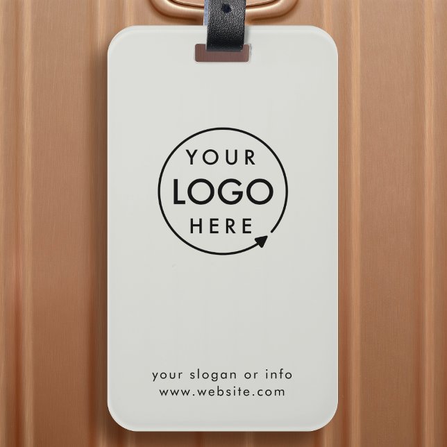 Business Logo | Gray Modern Professional Travel Luggage Tag (Simple company branded luggage tags for small business gifting, travel events & promotional swag.)