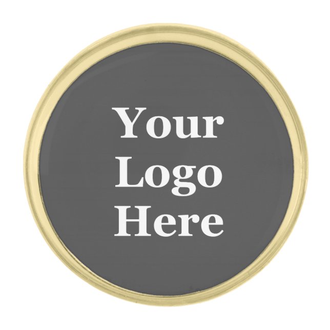 Business Logo Gray Template Gold Finish Lapel Pin (Front)