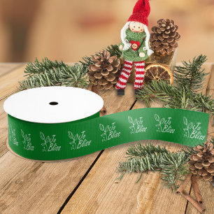 Business Logo, Green Branded Company Christmas Grosgrain Ribbon
