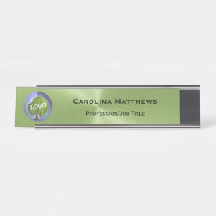 Business Logo Green Changeable Desk Name Plate