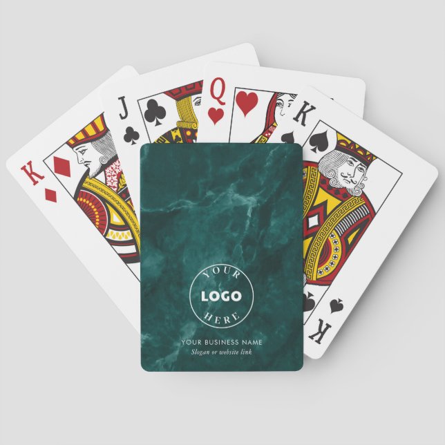 Business Logo Green Corporate Customers Poker Cards (Back)