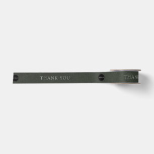 Business Logo Green Suede Print Thank You Ribbon