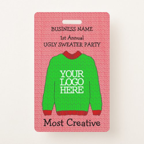 Business Logo Green Ugly Sweater Winner Badge