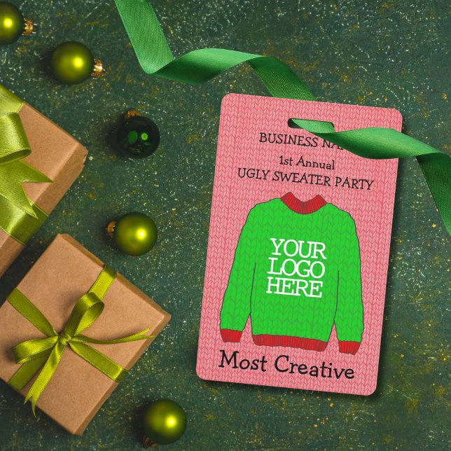 Business Logo Green Ugly Sweater Winner Badge (Creator Uploaded)