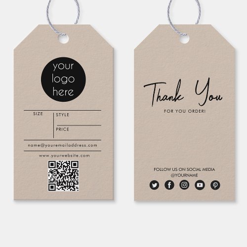 Business Logo Hang Tag Price Clothing Tags Beige