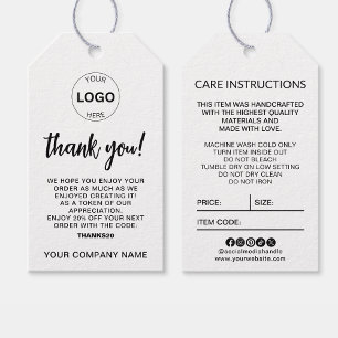 Business Logo Hang Tag Price Swing Care Details