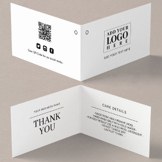 Business Logo Hang Tag Swing Care Details Folded