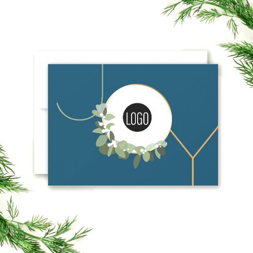 Business Logo Happy Holidays Blue Joy Holiday Card