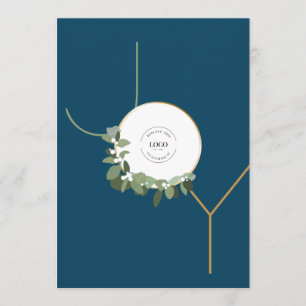 Business Logo Happy Holidays Blue Vertical Joy Holiday Card