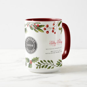 Business Logo Happy Holidays Employees Christmas Mug