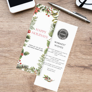 Business Logo Happy Holidays Red Berries Bookmarks