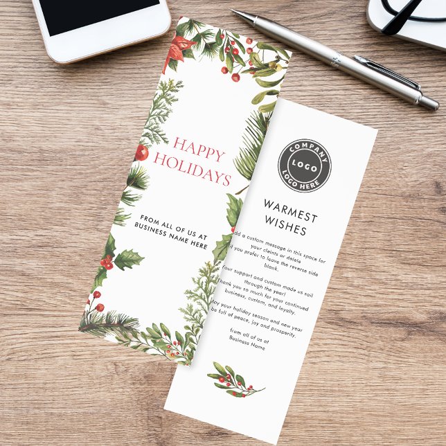Business Logo Happy Holidays Red Berries Bookmarks (Business Logo Happy Holidays Red Berries Bookmarks)