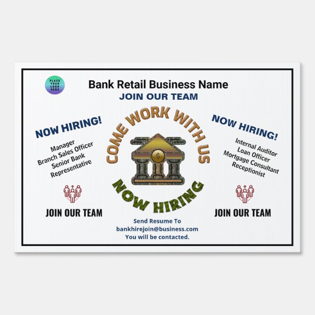 Business Logo Help Wanted Hiring Custom Sign  (Front)