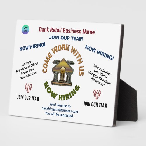 Business Logo Help Wanted Hiring Custom Sign  Plaque